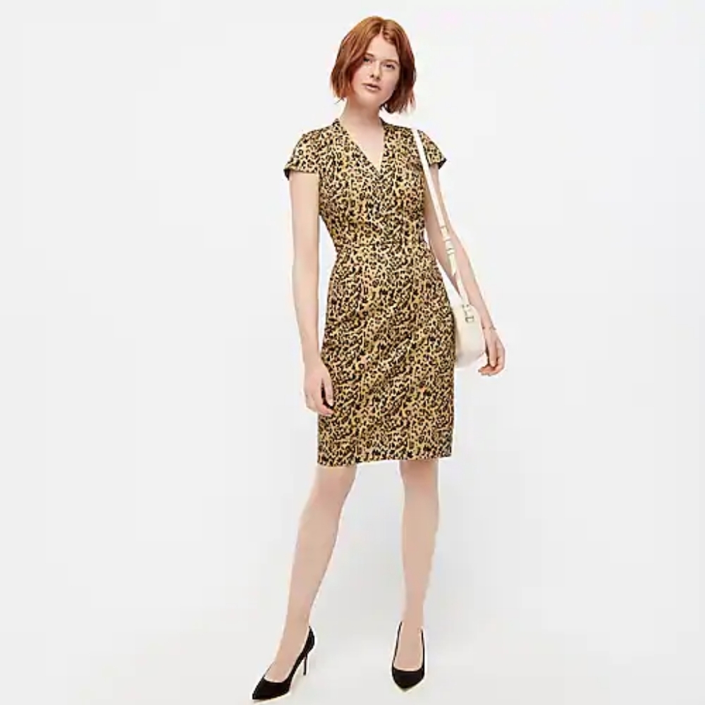 J. Crew Tall V-neck sheath dress in leopard print
